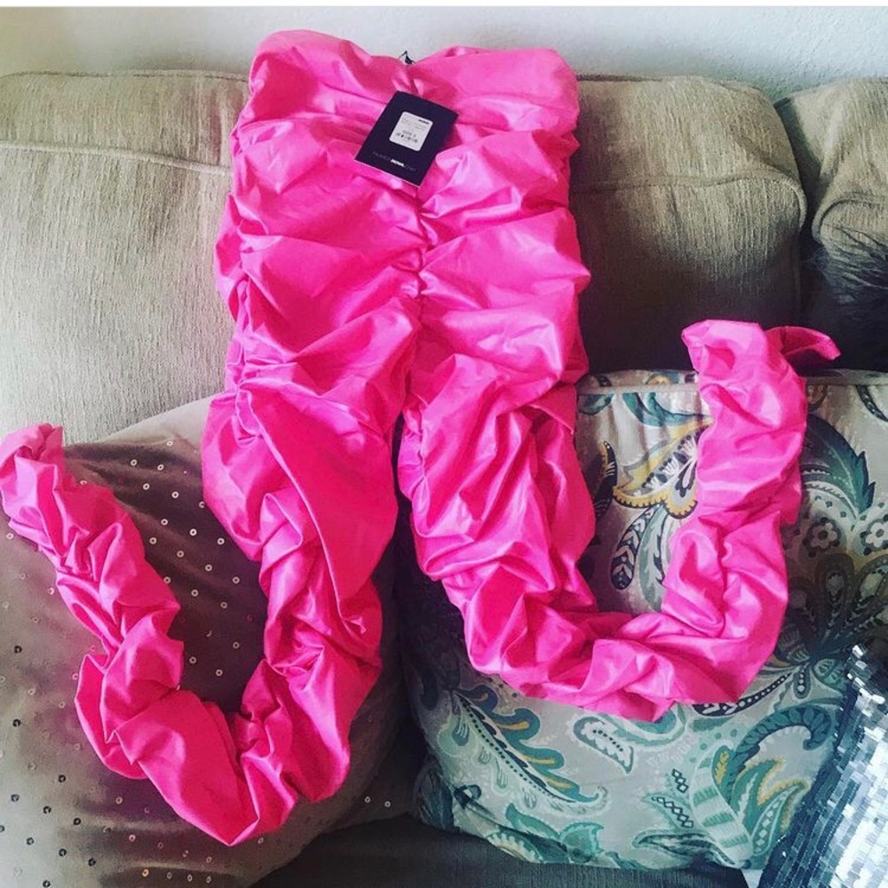 Pink faux ruched leggings